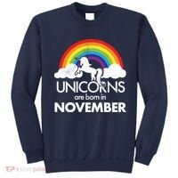 Unicorns Are Born In November Rainbow Retro Sweatshirt thumb 0