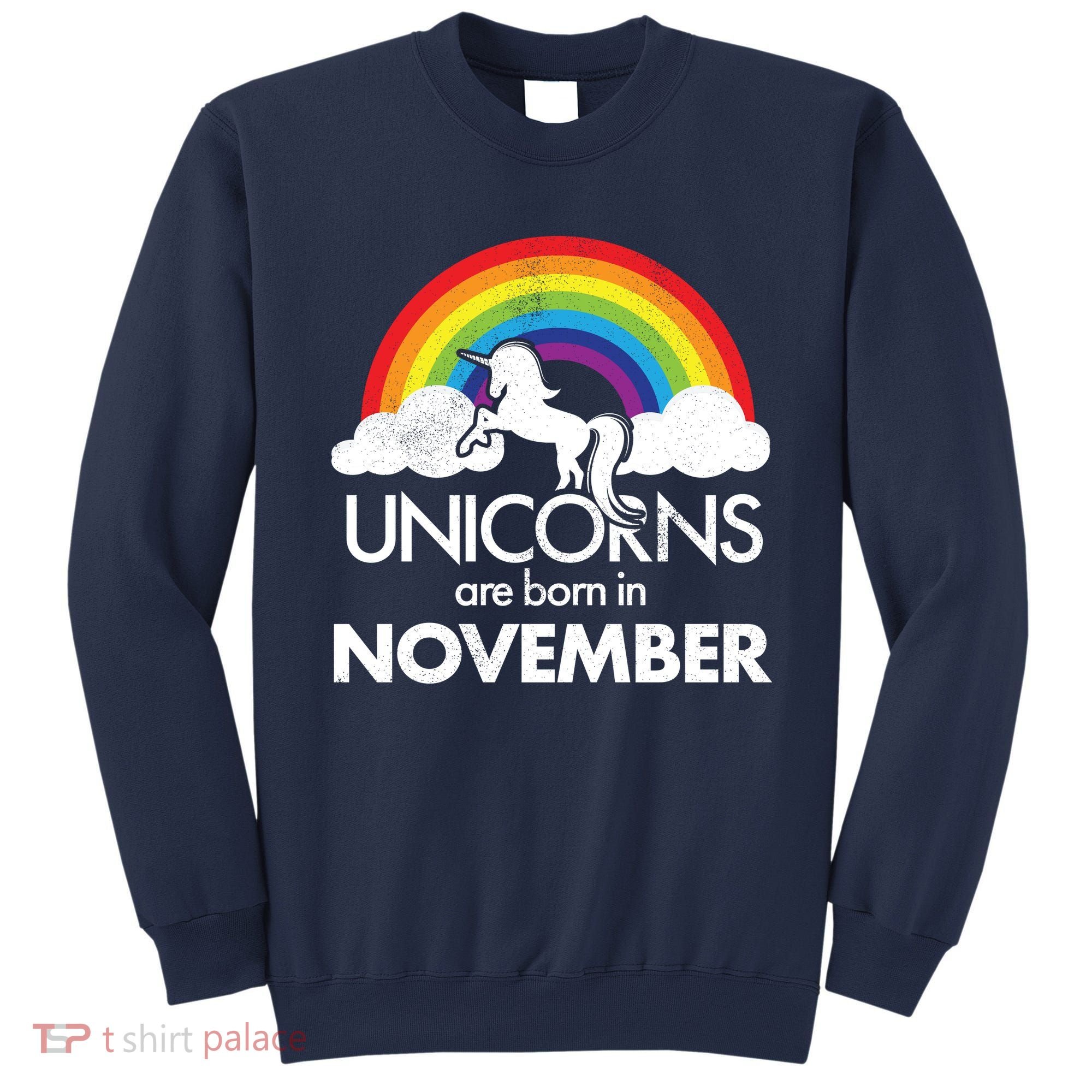 Unicorns Are Born In November Rainbow Retro Sweatshirt