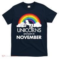 Unicorns Are Born In November Rainbow Retro T-Shirt thumb 0