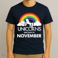 Unicorns Are Born In November Rainbow Retro T-Shirt thumb 3