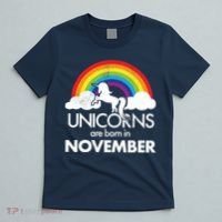 Unicorns Are Born In November Rainbow Retro T-Shirt thumb 5