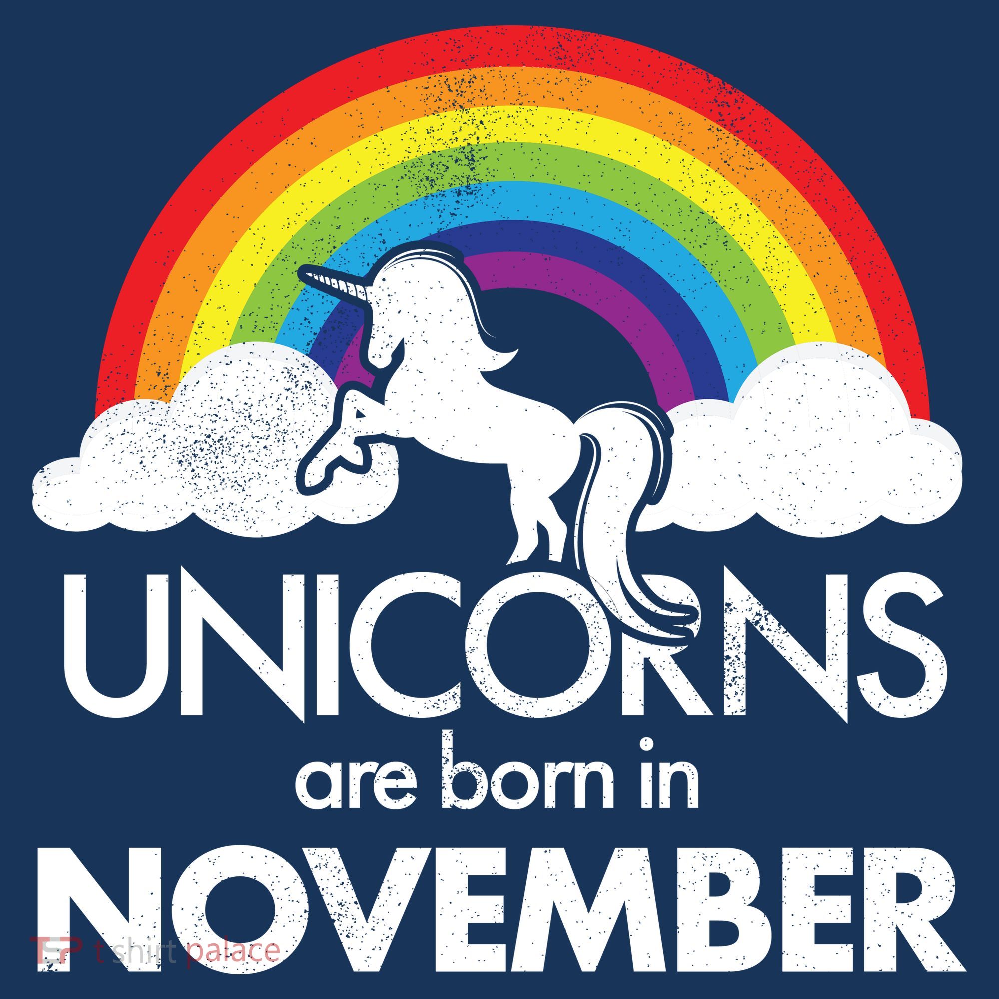 Unicorns Are Born In November Rainbow Retro T-Shirt