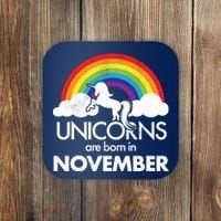 Unicorns Are Born In November Rainbow Retro Coaster thumb 0