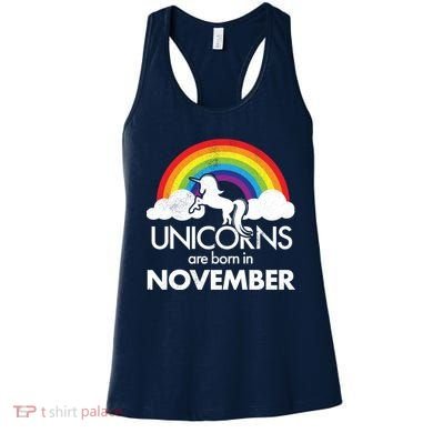 Unicorns Are Born In November Rainbow Retro Women's Tank Top