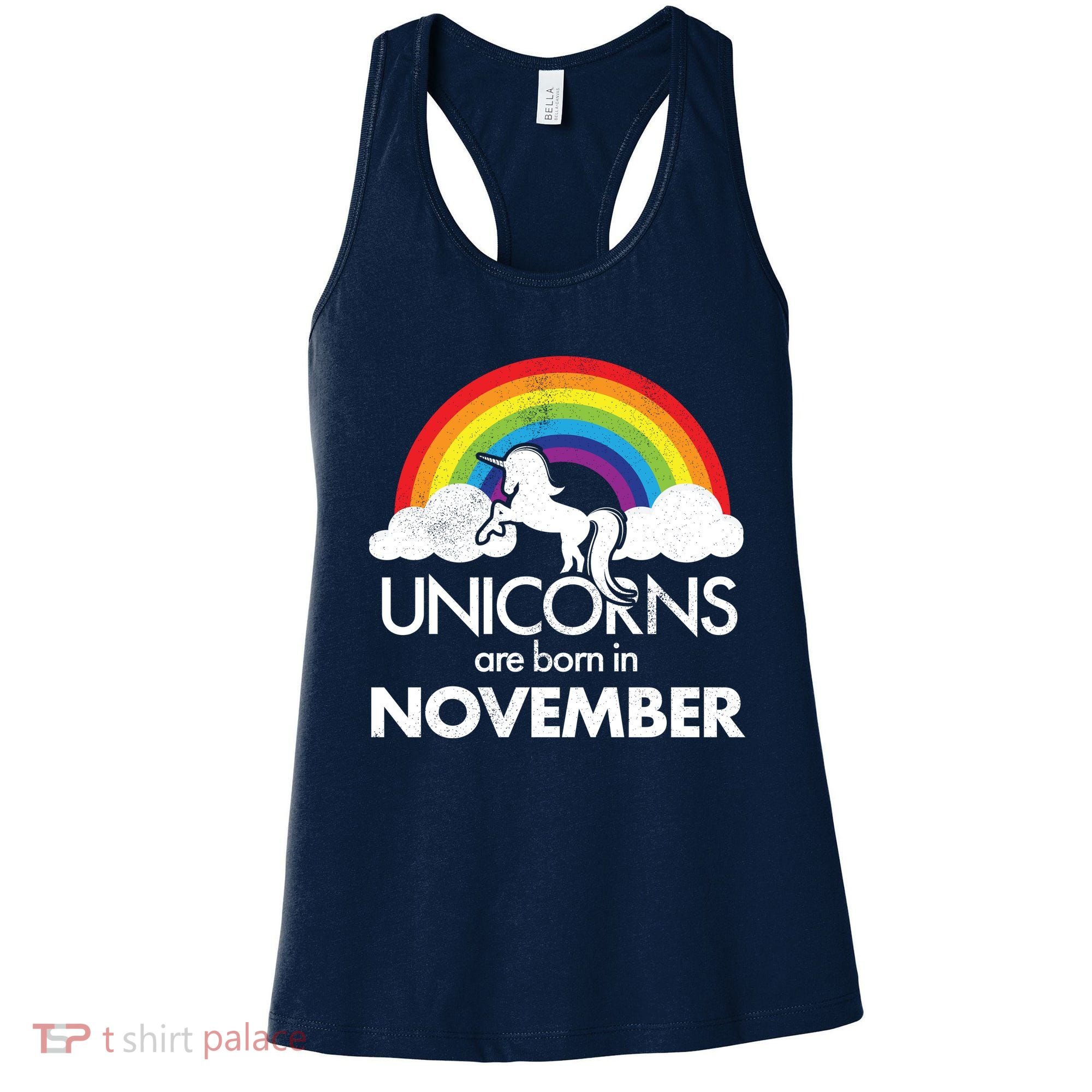 Unicorns Are Born In November Rainbow Retro Women's Tank Top
