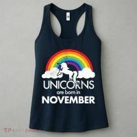 Unicorns Are Born In November Rainbow Retro Women's Tank Top thumb 3