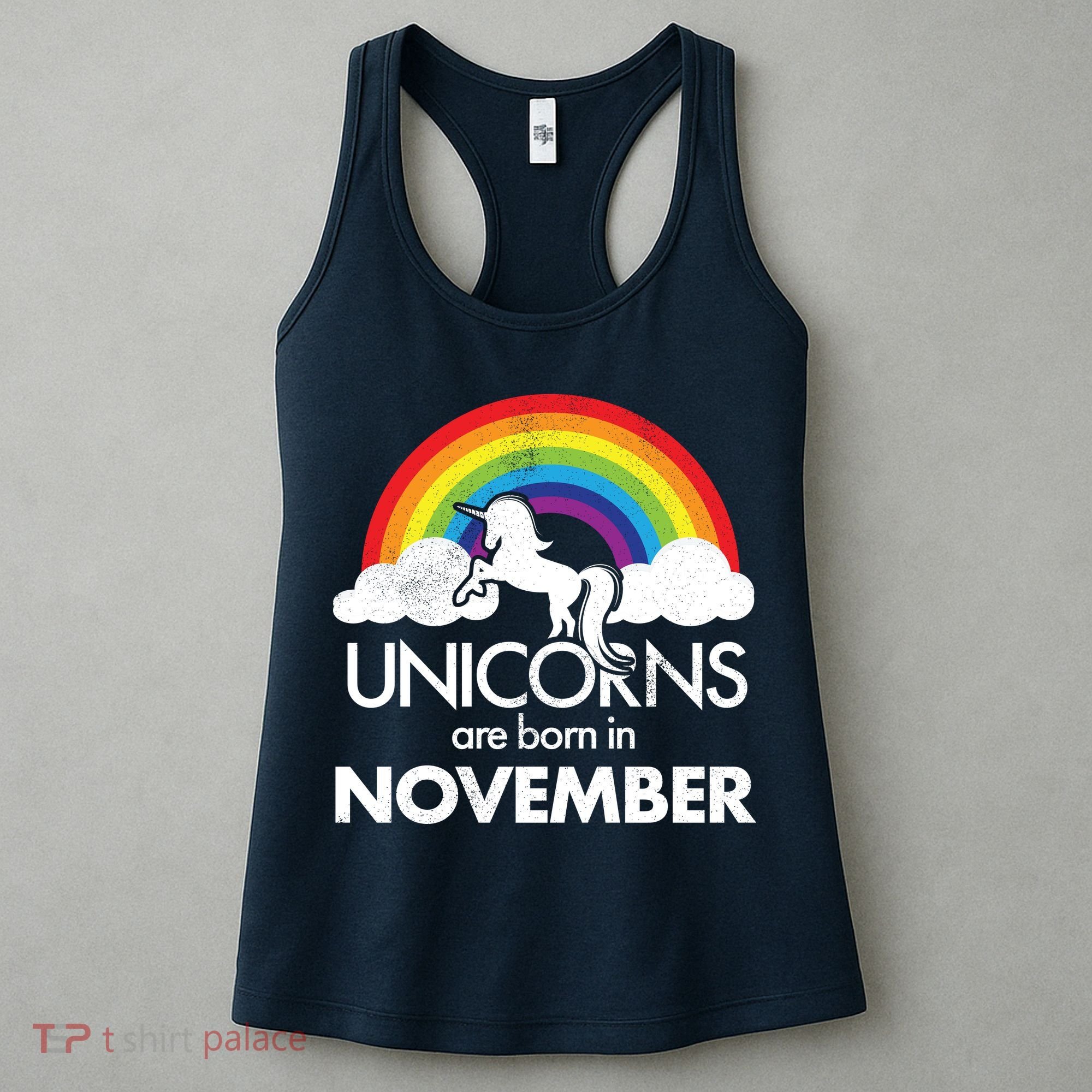 Unicorns Are Born In November Rainbow Retro Women's Tank Top