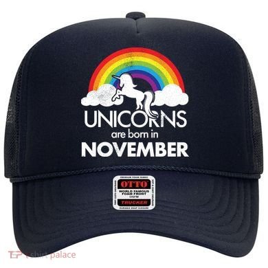 Unicorns Are Born In November Rainbow Retro Hat