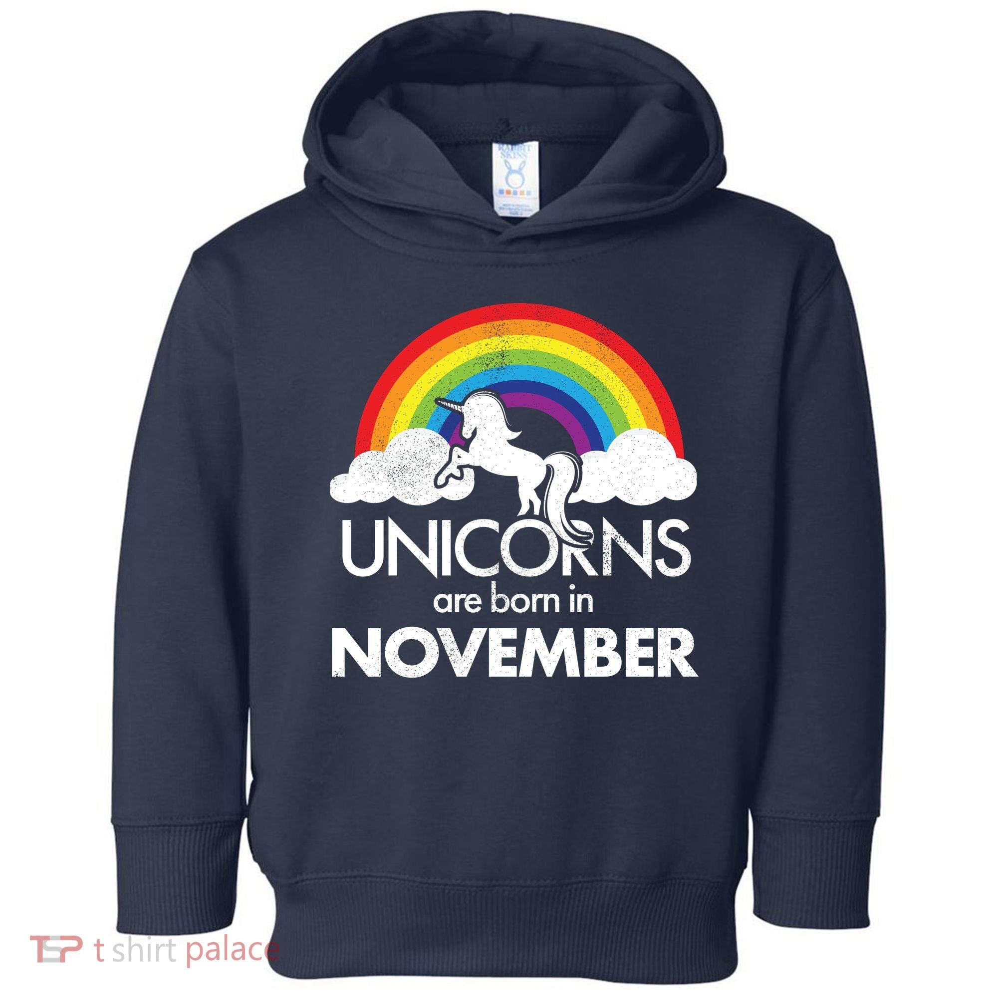 Unicorns Are Born In November Rainbow Retro Toddler Hoodie