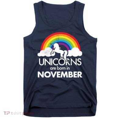 Unicorns Are Born In November Rainbow Retro Tank Top
