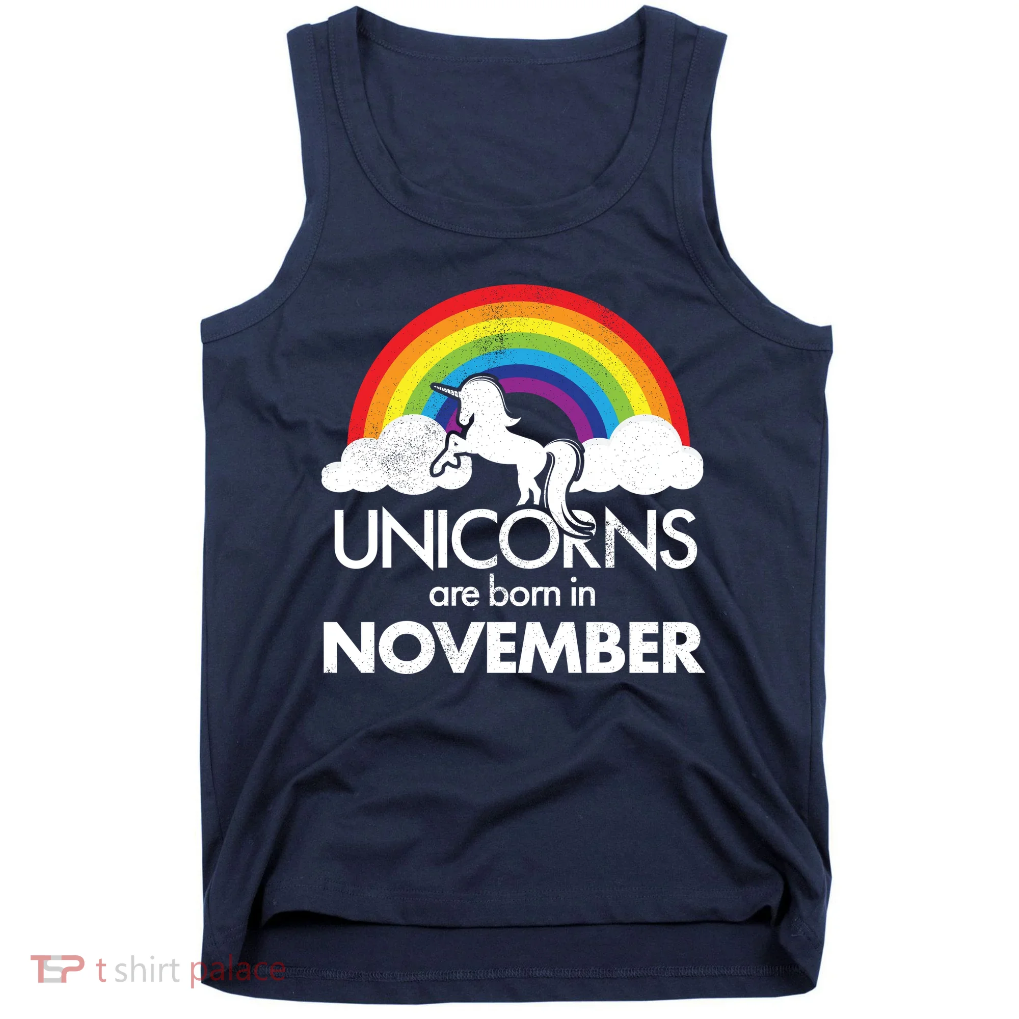 Unicorns Are Born In November Rainbow Retro Tank Top