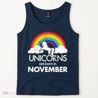 Unicorns Are Born In November Rainbow Retro Tank Top thumb 2