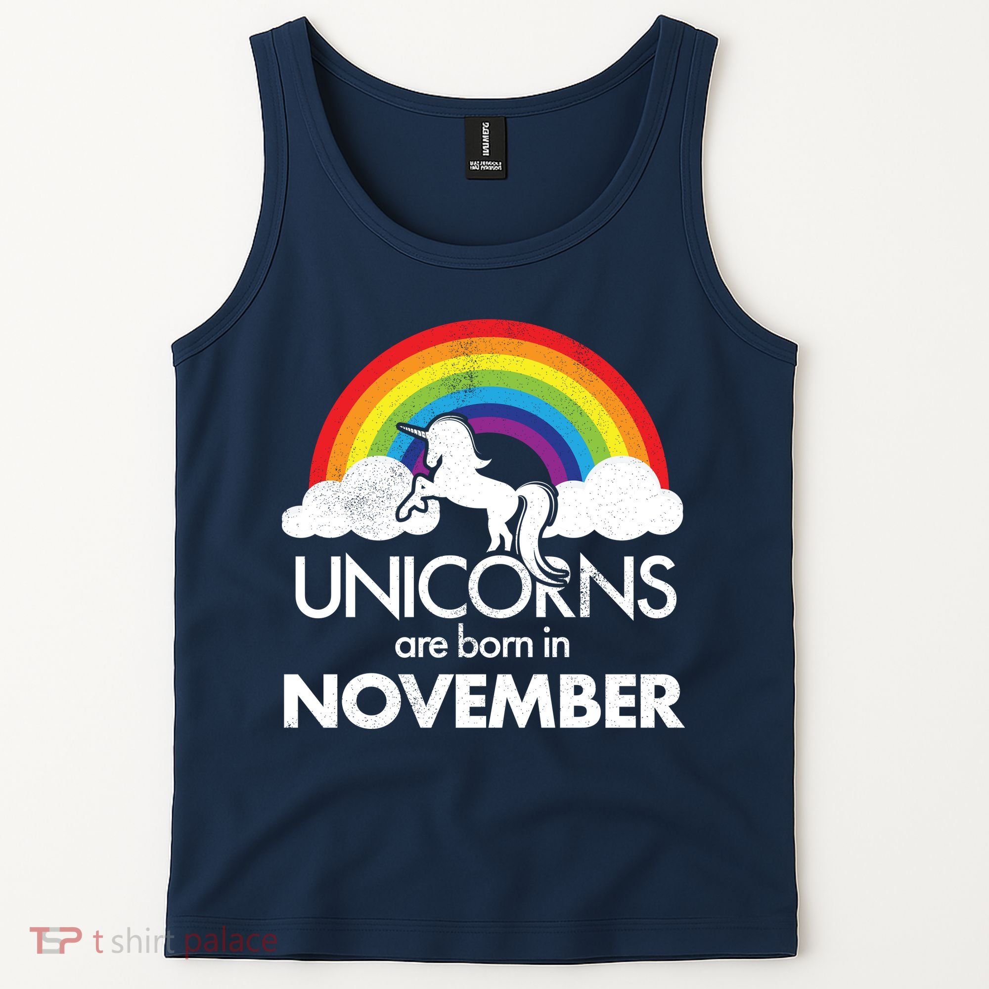 Unicorns Are Born In November Rainbow Retro Tank Top