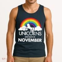 Unicorns Are Born In November Rainbow Retro Tank Top thumb 3