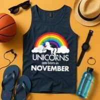 Unicorns Are Born In November Rainbow Retro Tank Top thumb 4