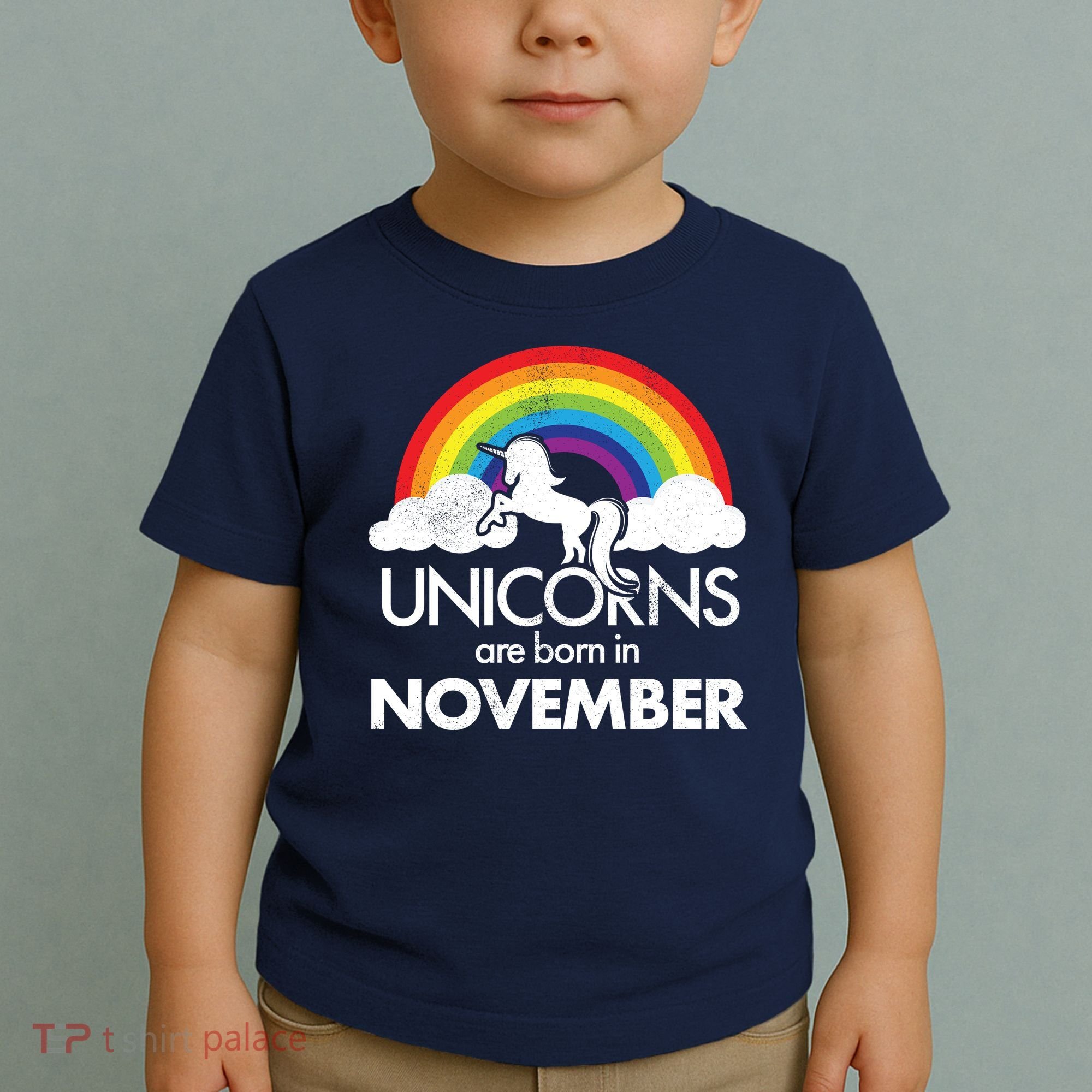 Unicorns Are Born In November Rainbow Retro Toddler T-Shirt