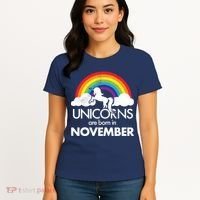 Unicorns Are Born In November Rainbow Retro Women's T-Shirt thumb 4