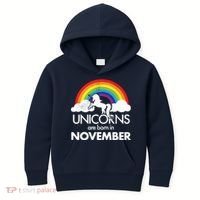 Unicorns Are Born In November Rainbow Retro Kids Hoodie thumb 0