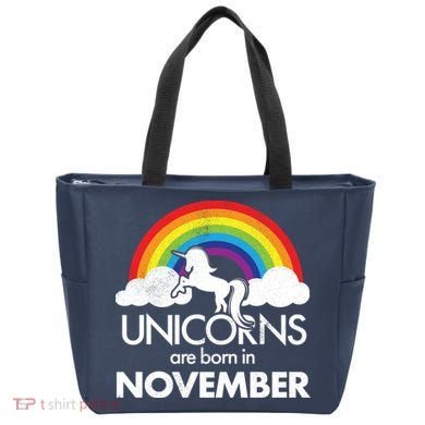 Unicorns Are Born In November Rainbow Retro Tote Bag