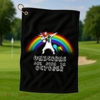 Unicorns Are Born In October Birthday Golf Towel thumb 1