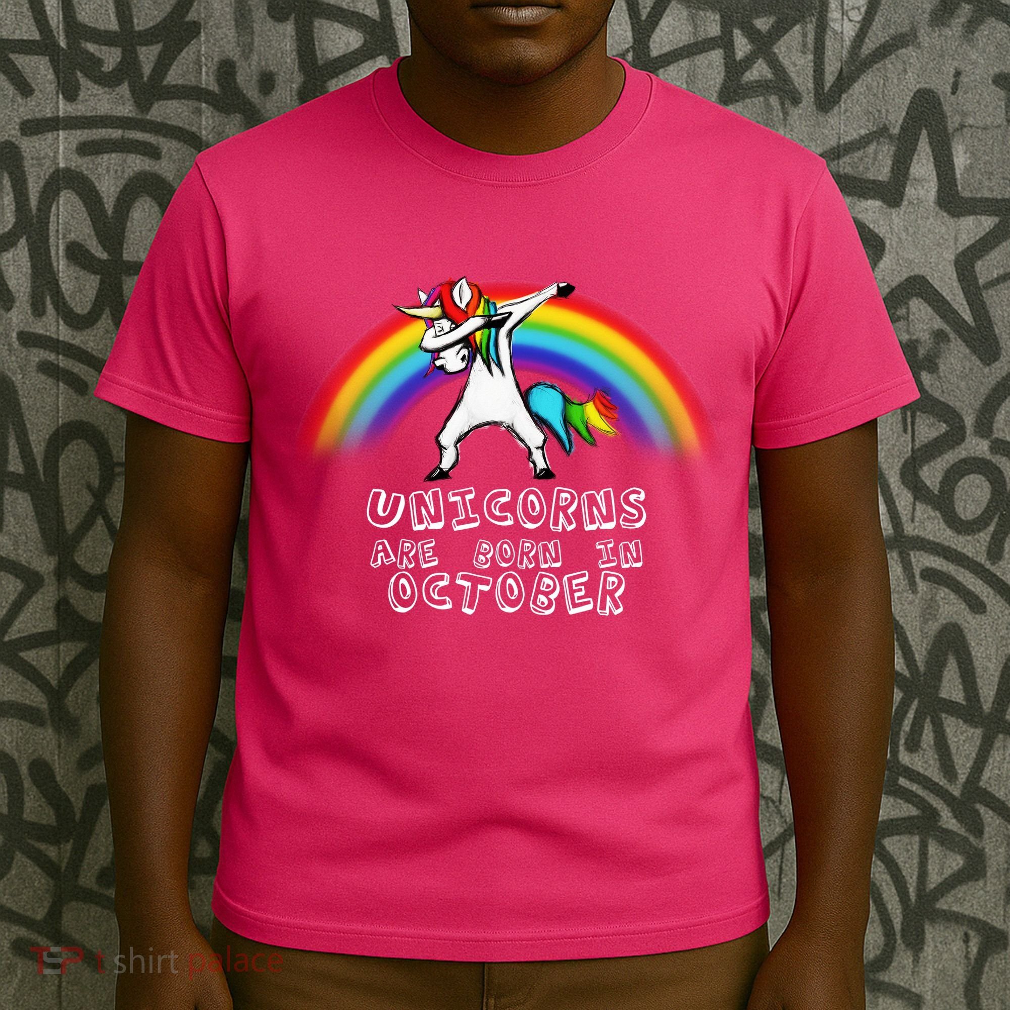 Unicorns Are Born In October Birthday T-Shirt