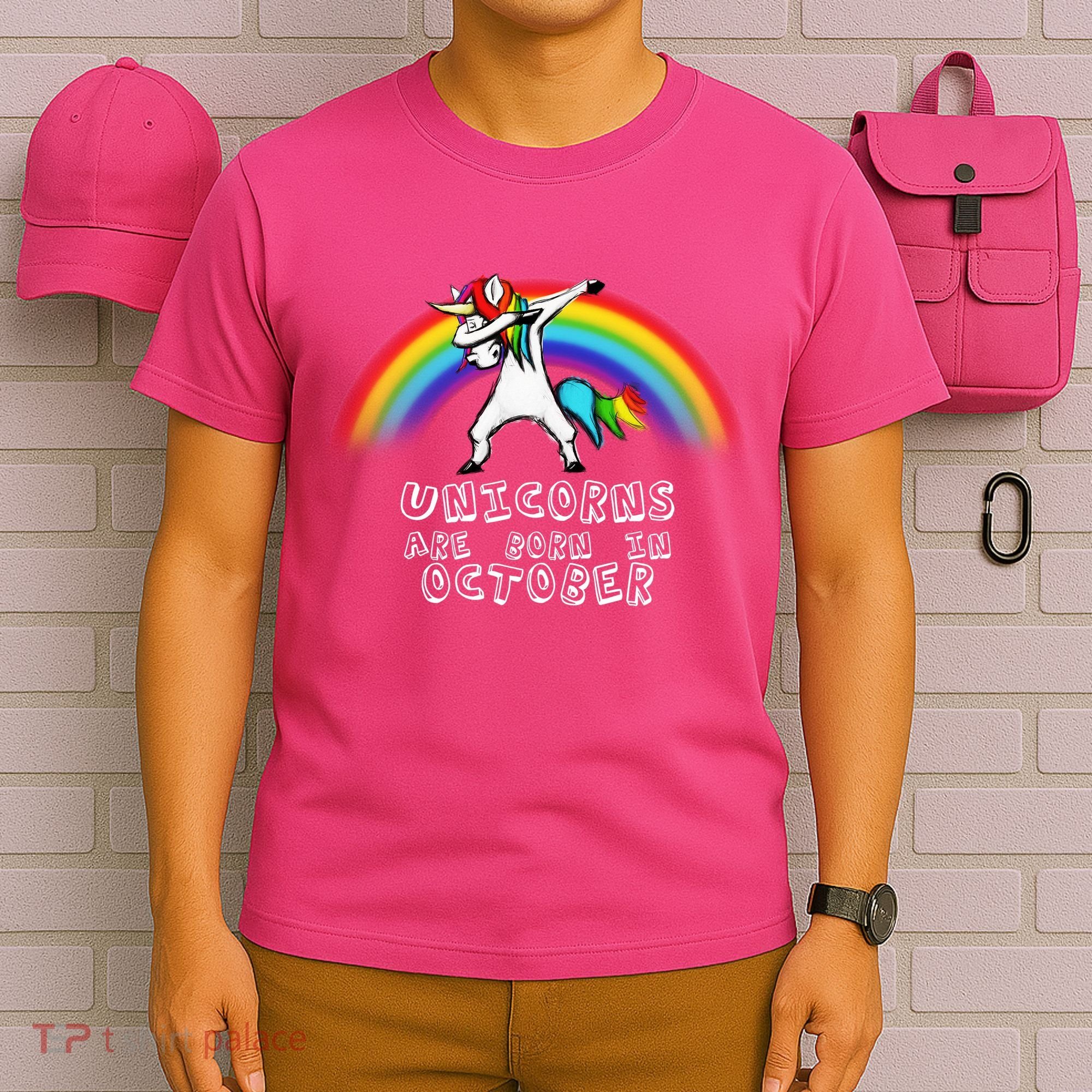 Unicorns Are Born In October Birthday T-Shirt