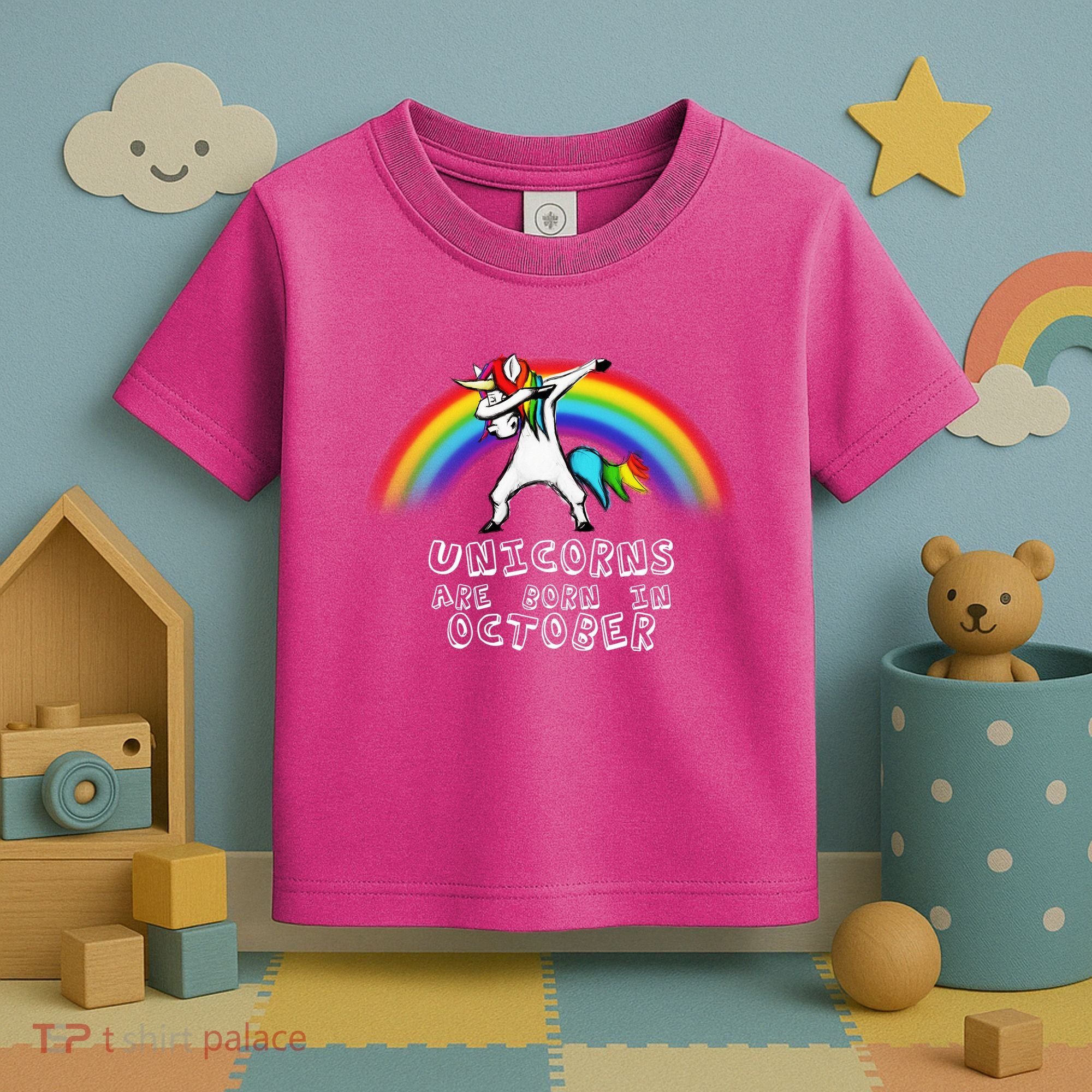 Unicorns Are Born In October Birthday Toddler T-Shirt