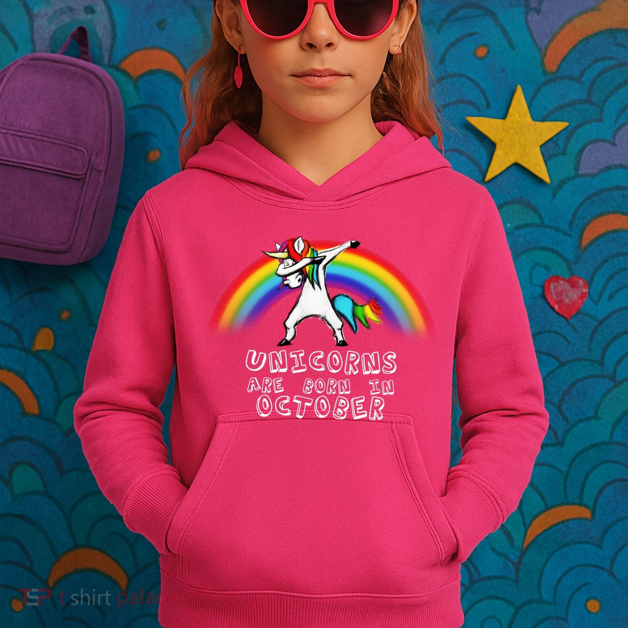 Unicorns Are Born In October Birthday Kids Hoodie