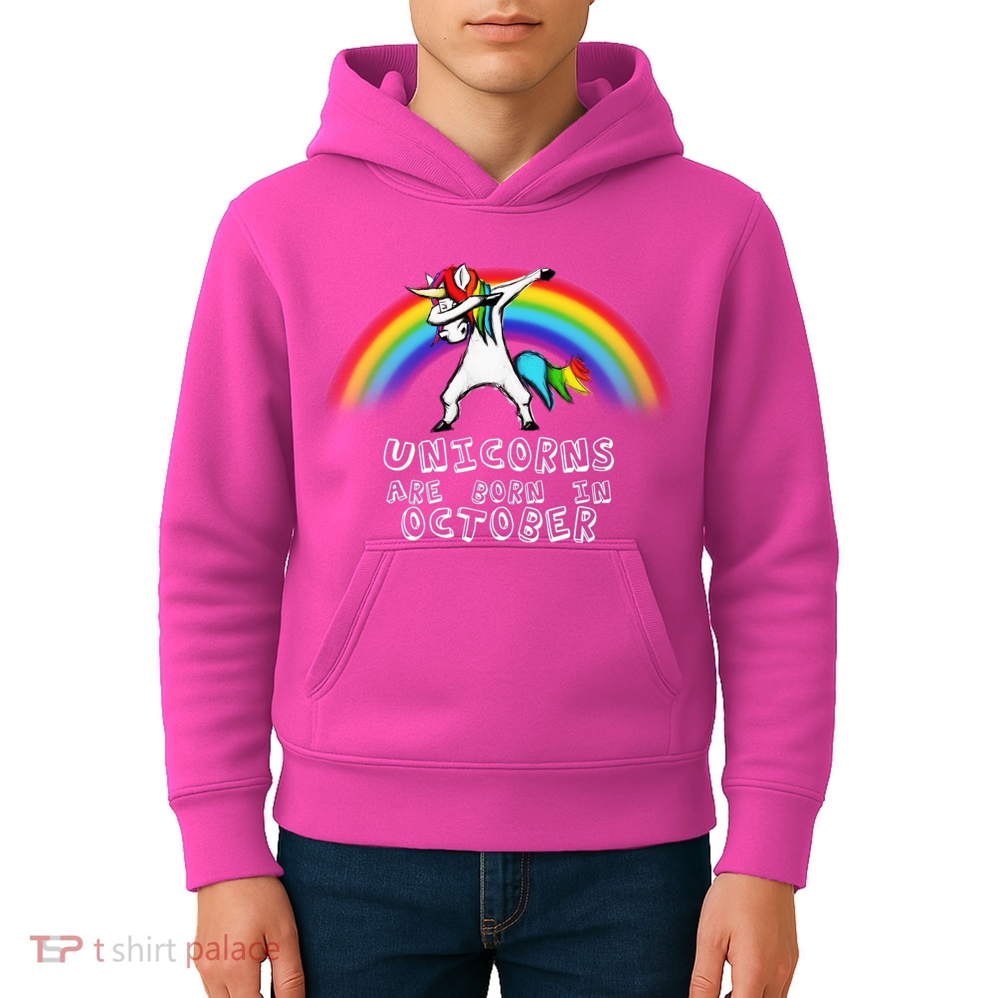 Unicorns Are Born In October Birthday Kids Hoodie