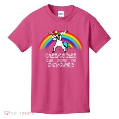 Unicorns Are Born In October Birthday Kids T-Shirt