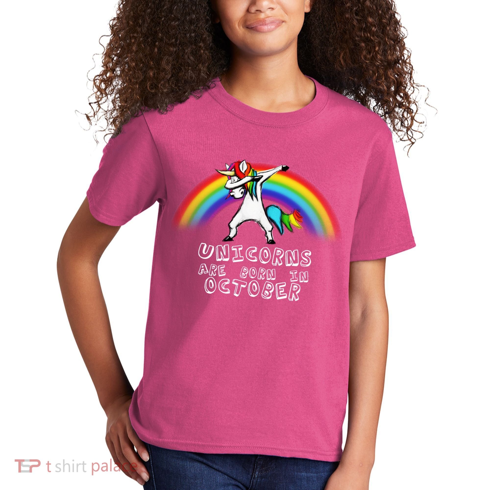 Unicorns Are Born In October Birthday Kids T-Shirt