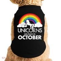 Unicorns Are Born In October Rainbow Retro Doggie Tank thumb 0