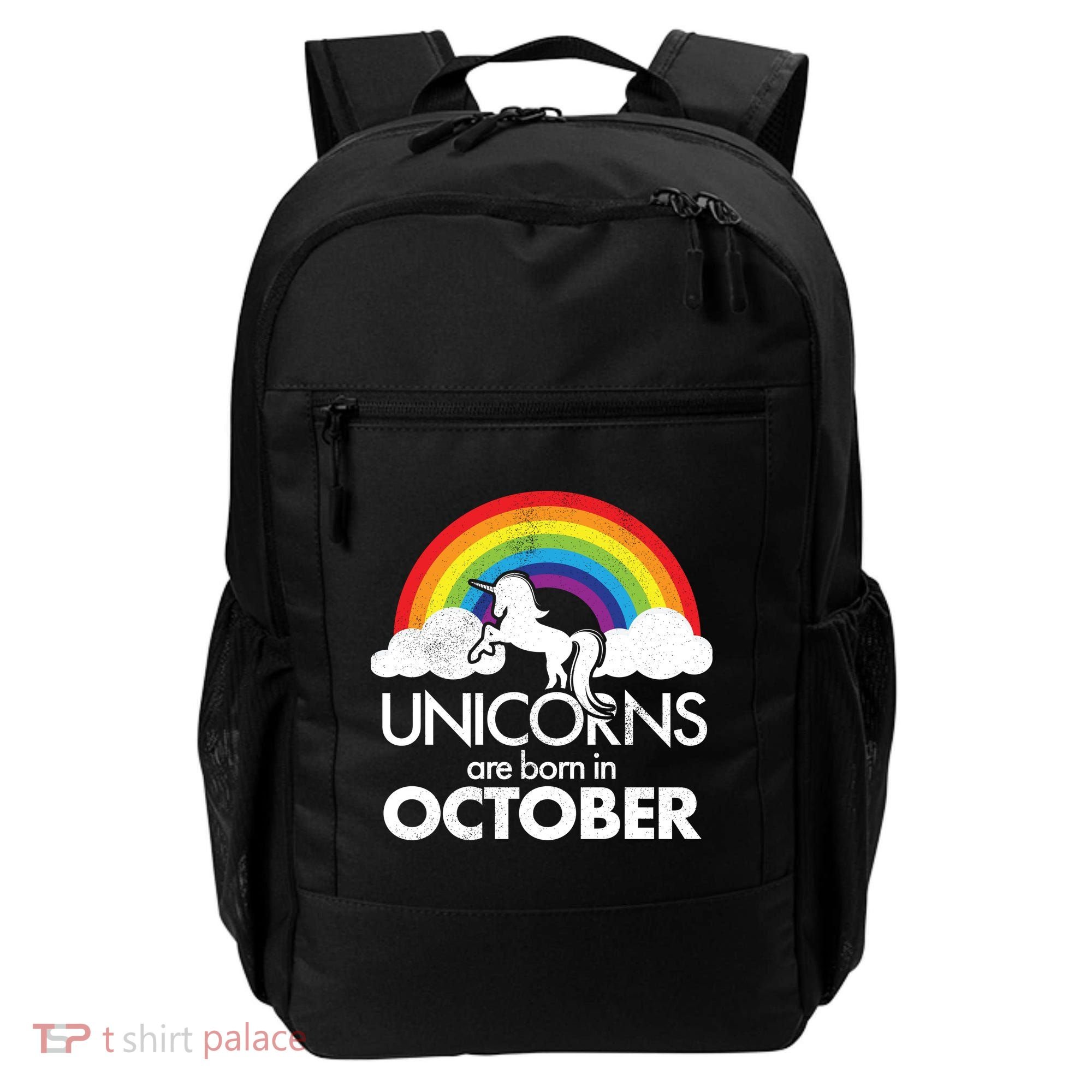 Unicorns Are Born In October Rainbow Retro Backpack