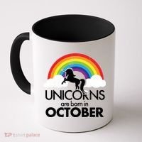 Unicorns Are Born In October Rainbow Retro Coffee Mug thumb 0