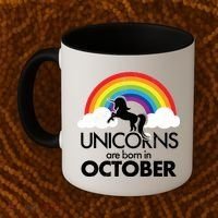 Unicorns Are Born In October Rainbow Retro Coffee Mug thumb 2