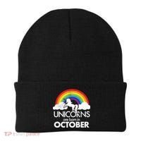 Unicorns Are Born In October Rainbow Retro Beanie thumb 0