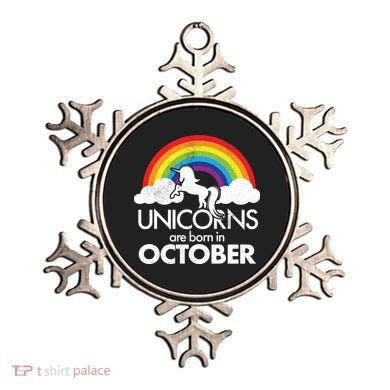 Unicorns Are Born In October Rainbow Retro Ornament