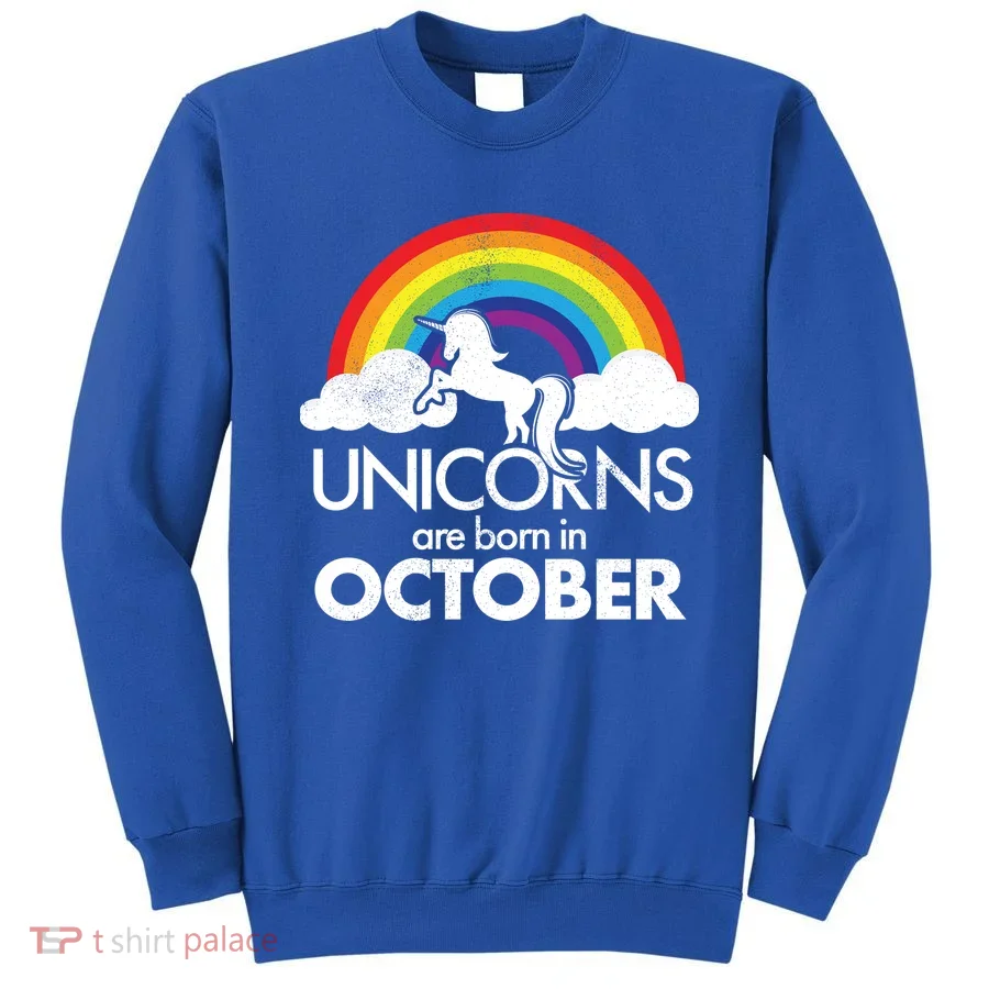 Unicorns Are Born In October Rainbow Retro Sweatshirt