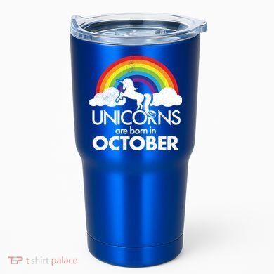Unicorns Are Born In October Rainbow Retro Tumbler