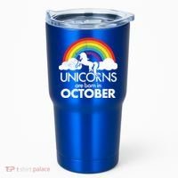 Unicorns Are Born In October Rainbow Retro Tumbler thumb 0