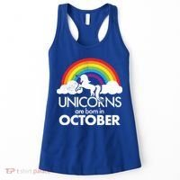 Unicorns Are Born In October Rainbow Retro Women's Tank Top thumb 0