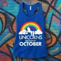 Unicorns Are Born In October Rainbow Retro Women's Tank Top thumb 3