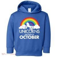 Unicorns Are Born In October Rainbow Retro Toddler Hoodie thumb 0