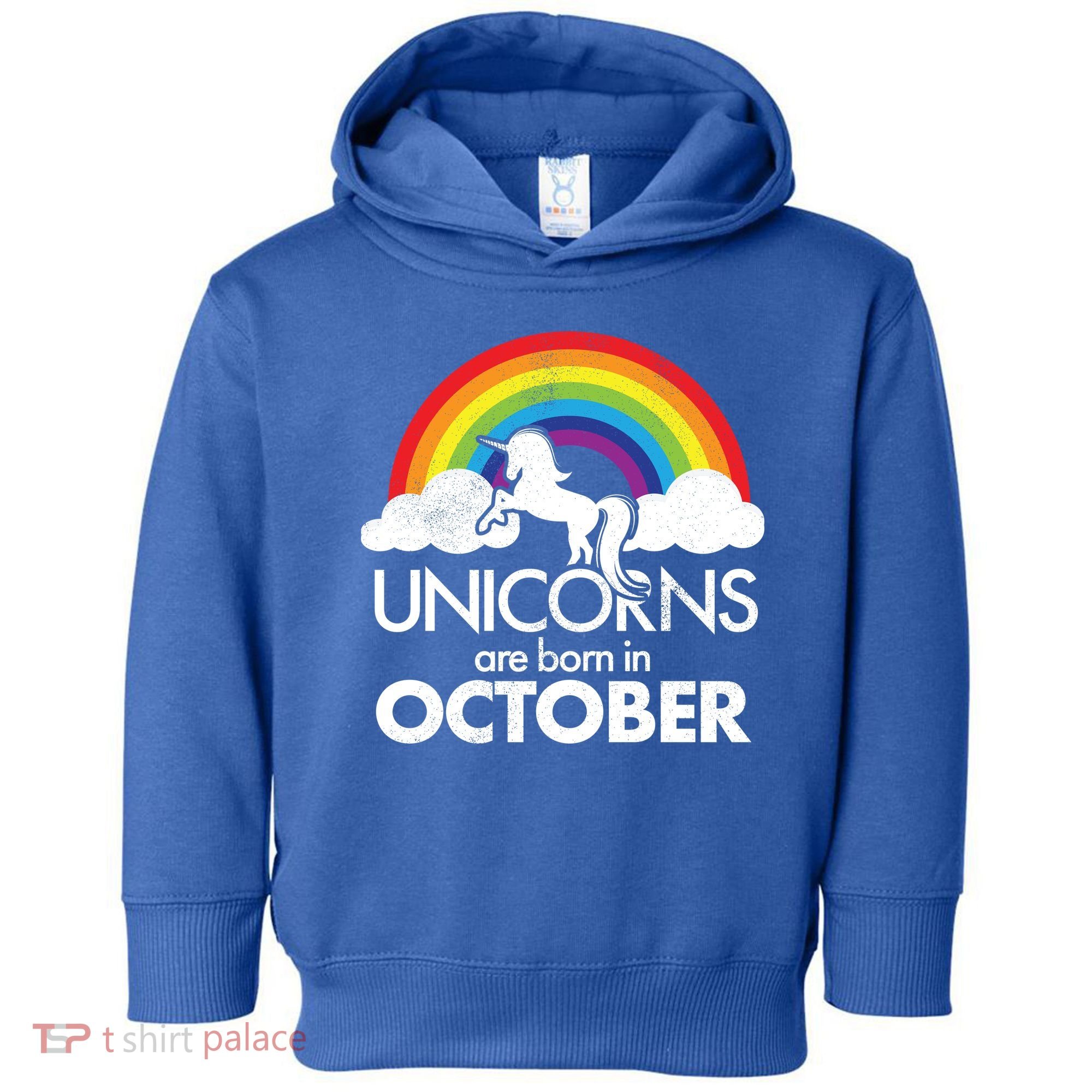 Unicorns Are Born In October Rainbow Retro Toddler Hoodie