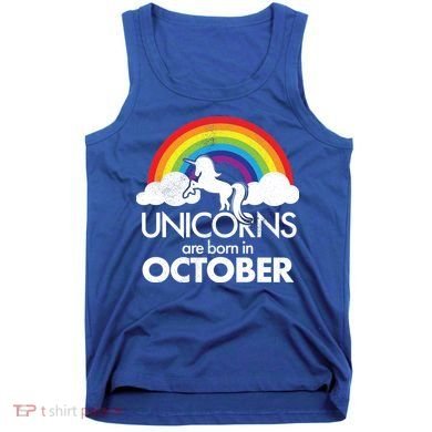 Unicorns Are Born In October Rainbow Retro Tank Top