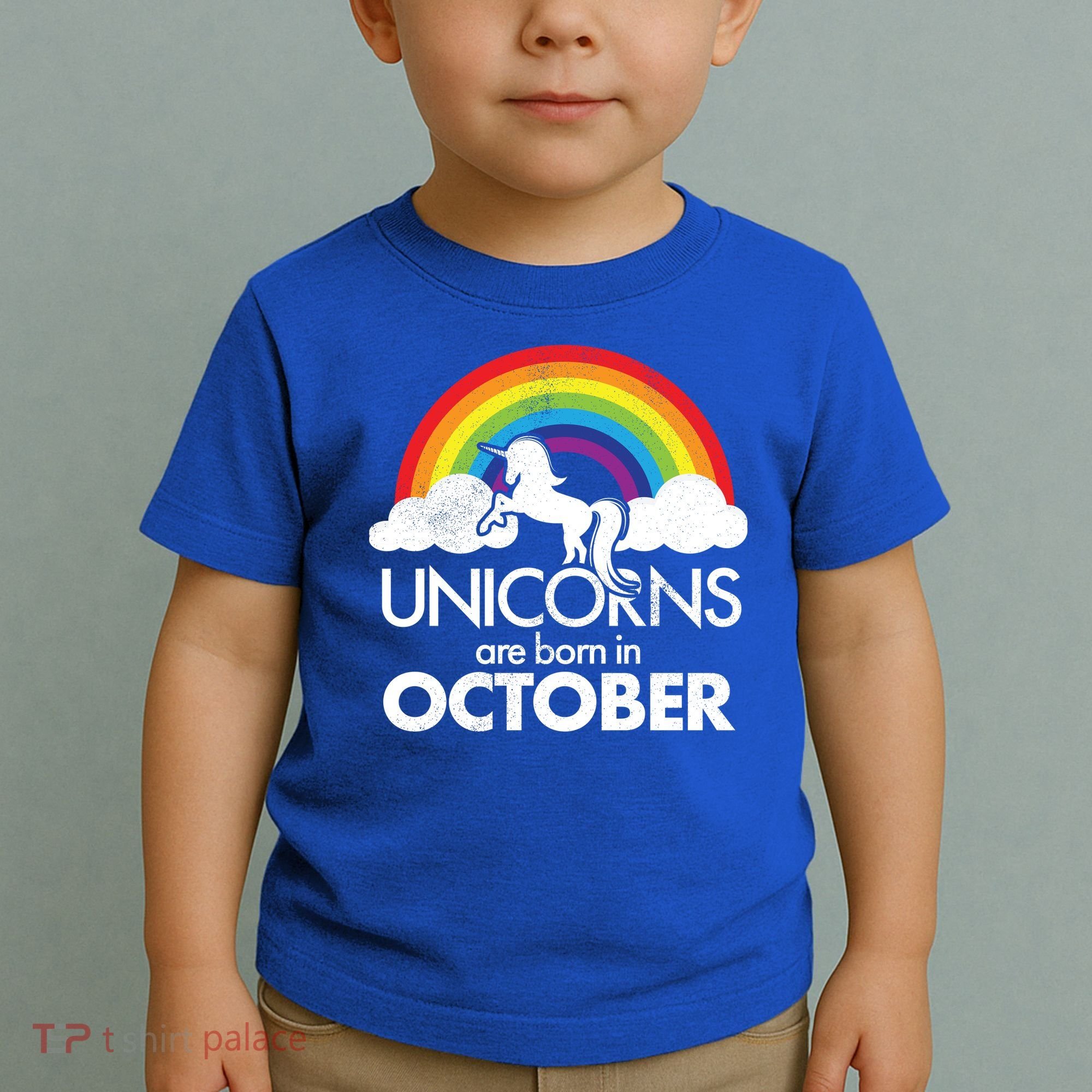Unicorns Are Born In October Rainbow Retro Toddler T-Shirt