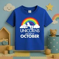 Unicorns Are Born In October Rainbow Retro Toddler T-Shirt thumb 3