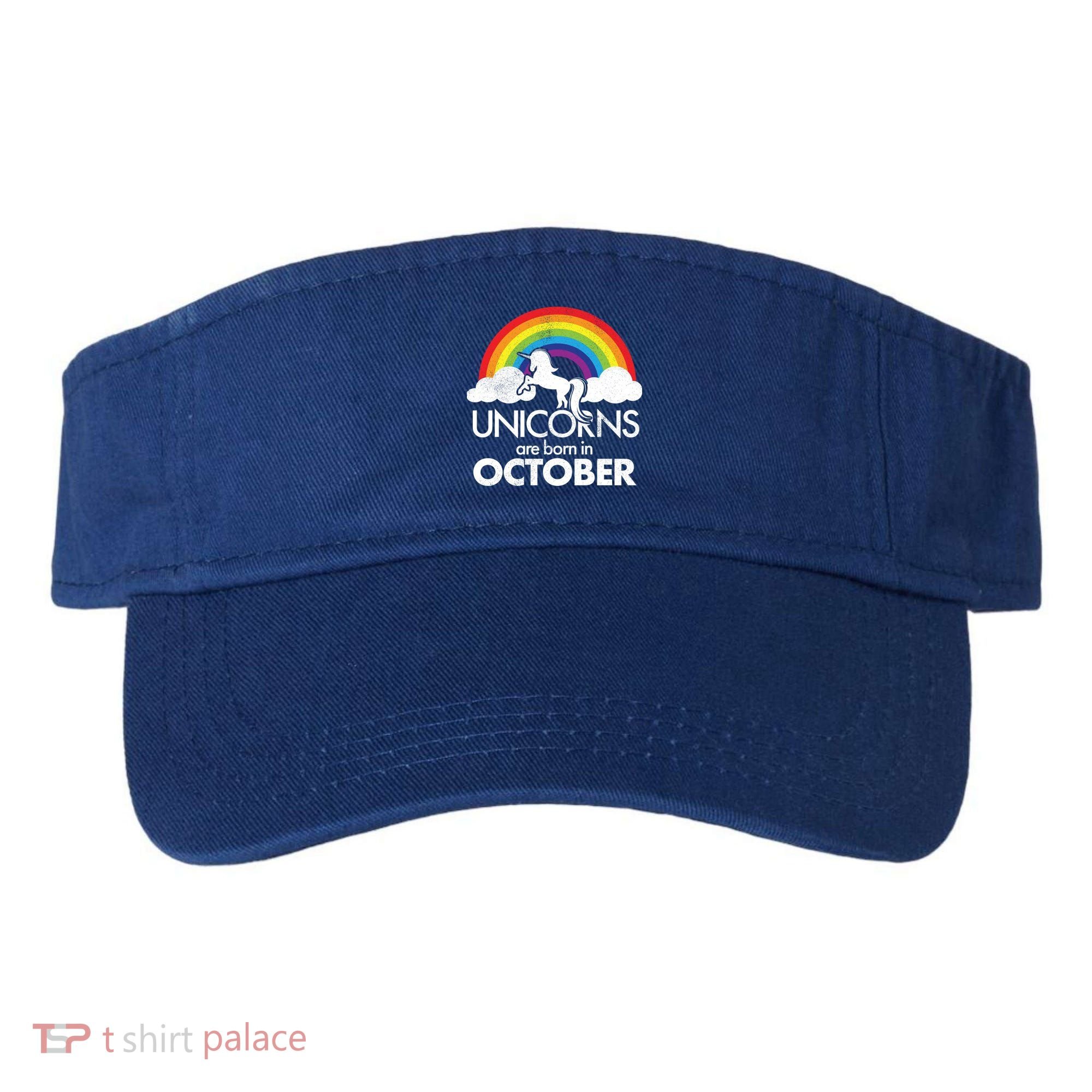 Unicorns Are Born In October Rainbow Retro Visor
