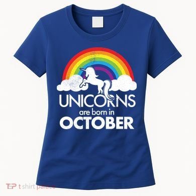 Unicorns Are Born In October Rainbow Retro Women's T-Shirt
