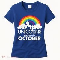 Unicorns Are Born In October Rainbow Retro Women's T-Shirt thumb 0